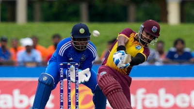 West Indies' Nicholas Pooran hits a six during the fifth T20. AP