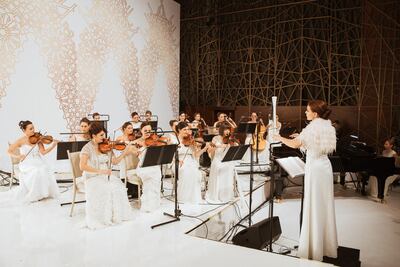 An all-female orchestra played at Emirati bride Ahad Qassim Shahin’s wedding. Courtesy Dubai Opera