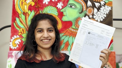 Nidhi Kumar received 5 A* in her A levels at Cambridge High School in Health care city, Dubai. Chris Whiteoak / The National