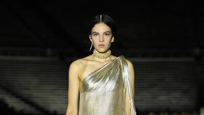 A model walks the runway during the Dior Cruise show 2022 at Panathenaic Stadium on June 17, 2021 in Athens, Greece. Getty Images
