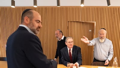 Labour leader Keir Starmer meets rabbis and senior members of the local Jewish community in London earlier this month. PA Wire