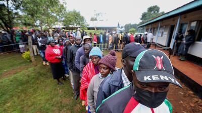 People line up to cast their vote at Kosachei Primary School. Reuters