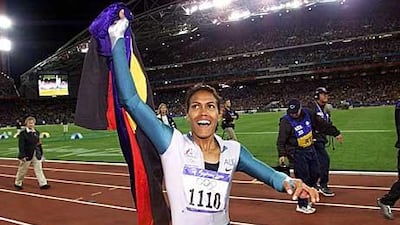Australia's Cathy Freeman celebrates her 400-metre Olympic gold medal in Sydney.