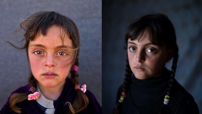 Zahra Mahmoud, a young Syrian refugee, is photographed for a series of portraits by Muhammed Muheisen. Photo by Muhammed Muheisen