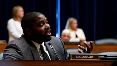 US Representative Byron Donalds speaks during a US House committee on oversight and government reform hearing on the "hostile workplace culture" at the Washington Commanders. Reuters