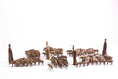 Bacho's work capturing the suffering in Syria began by chance in 2014, when she began to weld a toy truck for her grandson using pieces of scrap metal. Courtesy Agial Art Gallery