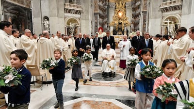Pope Francis celebrates Christmas Eve Mass in St. Peter's Basilica at the Vatican. Reuters