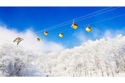 A gondola in the Phoenix Park ski area near Pyeongchang, South Korea. Ski Safari