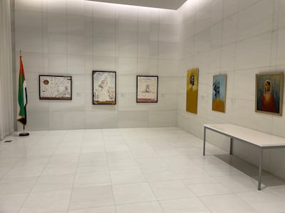 Several works from Emirati artists will remain on display at the UAE mission during its two-year tenure on the Security Council. Bryant Harris / The National