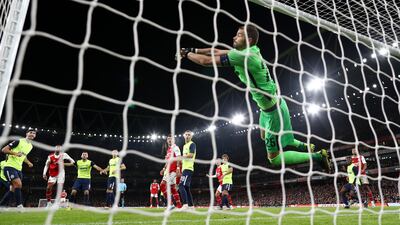 Zurich goalkeeper Yanick Brecher saves Eddie Nketiah's second-half header. Getty