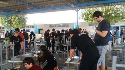 About 100 people took part in the renovation at the National Charity School in Al Garhoud on Saturday. The event was part of Dubai Cares’ Volunteer Emirates 2014 initiative and helped to bring the school’s academic resources up to date. Courtesy Dubai Cares