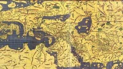 A marvel of its time: the Tabula Rogeriana, a map drawn by Mohammed Al Idrisi for Roger II of Sicily in 1154, was one of the most advanced ancient world maps. Above is a modern consolidation, created from the 70 double-page spreads of the original atlas.
