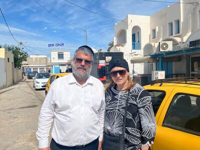 Houri Mikael and his wife Gila, survivors of the synagogue attack in Hara Kebira, the Jewish neighbourhood on Djerba island. Ghaya Ben Mbarek / The National