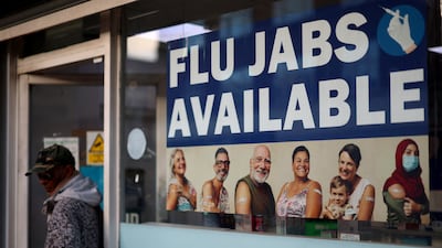 A sign advertising vaccinations at a London pharmacy as Britain and other European countries grapple with a severe flu season. Reuters