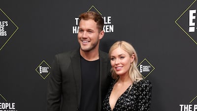 Colton Underwood and Cassie Randolph arrive at the 2019 People's Choice Awards in Santa Monica, California, on Sunday, November 10, 2019. Reuters