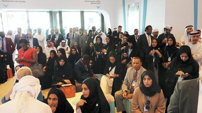 Delegates on the first day of World Government Summit 2018 held at Madinat Jumeirah in Dubai. Pawan Singh / The National