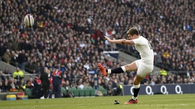 England’s Owen Farrell scores a penalty during the Six Nations rugby match between England and Wales at Twickenham Stadium, London, Britain, 12 March 2016. EPA/FACUNDO ARRIZABALAGA