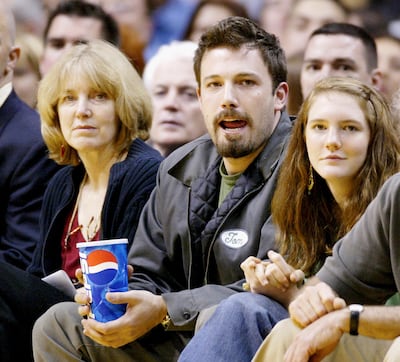 Ben Affleck and his mother Chris at a basketball game in in 2004, in Los Angeles. Getty Images