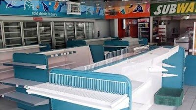 The empty interior of a closed Eppco station on Al Ittihad Road in Sharjah this week.