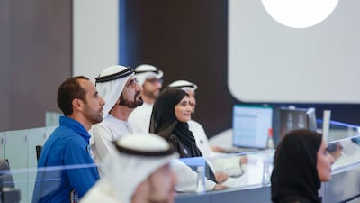 Emirati astronaut Sultan Al Neyadi called Sheikh Mohammed bin Rashid, Vice President and Ruler of Dubai, from the International Space Station. Photo: Dubai Media Office