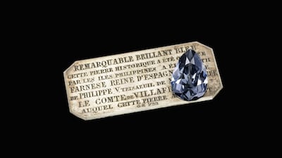 The diamond will be sold with a 19th-century plaque, above, that belonged to the Parma royal family