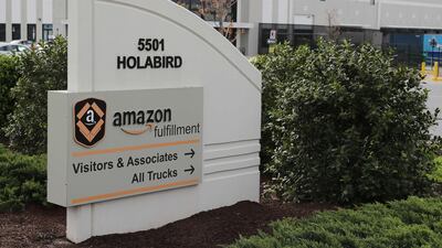 An Amazon fulfillment centre in Baltimore, Maryland - the company is now using thermal cameras at some of its warehouses to speed up screening of workers. AFP