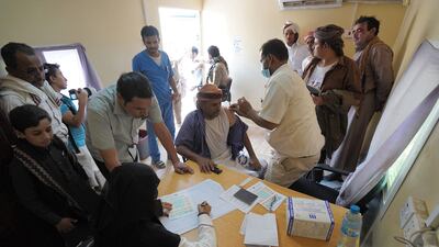 A man receives a dose of the Oxford-AstraZeneca Covid-19 vaccine in Yemen, where the vaccination rate is about 1 per cent. Photo: AFP