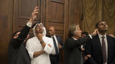 Sheikh Mohamed bin Zayed at the Sistine Chapel. With him is Khaldoon Khalifa Al Mubarak, CEO and Managing Director, Mubadala, and Chairman of the Abu Dhabi Executive Affairs Authority. Mohamed Al Hammadi / Crown Prince Court - Abu Dhabi