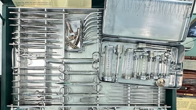 A collection of early surgical tools on show at the Quttainah Medical Museum