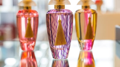 Some of the perfumes are contained in bottles crafted from Murano glass. Courtesy Merchant of Venice