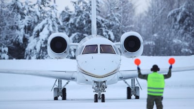 Britain's Prince William and Katherine, the Duchess of Cambridge, arrive by private jet at Gardermoen Airport in Oslo, Norway. Hannah McKay / Reuters