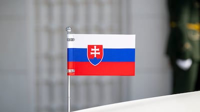 A Slovakian flag is displayed at Al Shati Palace