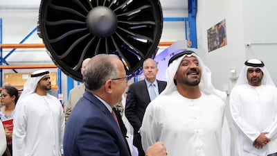 Sheikh Ahmed bin Saeed Al Maktoum, Chairman of Emirates Group attended the launch of GE's On-Wing engine repair facility at Dubai South Aviation District. Chris Whiteoak / The National