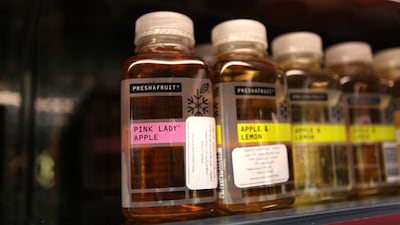 Slices , a chain of organic bistros in Abu Dhabi, uses sustainable packaging including boxes and cups made out of recycled paper and coffee lids made of bio-degradable plastic. Fatima Al Marzooqi/ The National