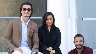 From left, Ali F Mostafa, Nayla Al Khaja and Mohammed Saeed Harib. Courtesy DIFF