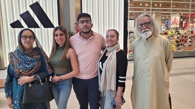 Rimla Hasnain, second right, celebrated Eid with her family in Dubai Hills Mall. Photos: Patrick Ryan