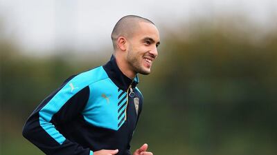 Theo Walcott of Arsenal shown on Tuesday during the team’s training session ahead of their Champions League match on Wednesday. Dan Mullan / Getty Images