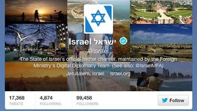 Israel's Twitter profile. It's foreign ministry has been attempting to engage with Arabs in the Gulf states.