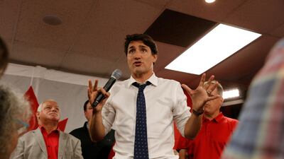Canada's Prime Minister Justin Trudeau campaigning in Truro, Nova Scotia, on Wednesday. REUTERS