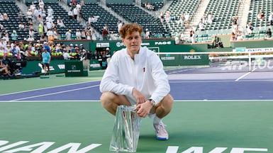 Jannik Sinner of Italy after defeating Daniil Medvedev of Russia in the Indian Wells men's final in California. EPA