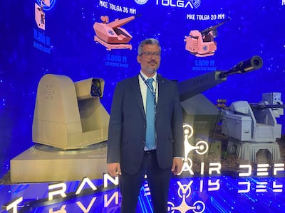 Ersin Kandur, international sales and marketing manager at MKE, a weapons manufacturer owned by the Turkish Defence Ministry. Lizzie Porter / The National