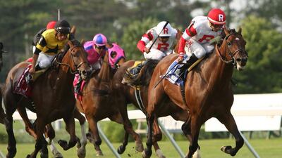 Big Blue Kitten had Joe Bravo aboard in winning the Grade I United Nations Stakes at Monmouth Park on July 5. Sue Kawczynsk i/ Cal Sport Media