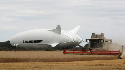 The Airlander 10 hybrid airship undergoes checks before its maiden flight at Cardington Airfield. Darren Staples / Reuters