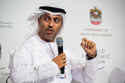 Minister of State for Higher Education, Dr Ahmad Al Falasi, speaks at the World Economic Forum meeting in Dubai on Monday. Courtesy: WEF Global Future Councils