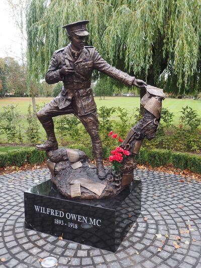 A statue of Wilfred Owen at Oswestry, England. Courtesy Chris Woods