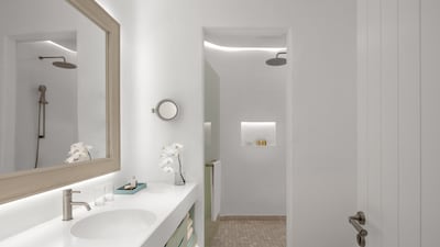 Walls are white washed and tones are elegantly muted