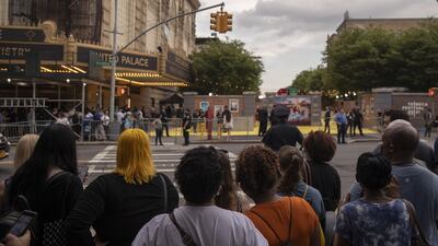Fans gather as they wait for the arrivals of actors ahead of a screening of 'In the Heights' at the Tribeca Festival at the United Palace Theater in New York. Bloomberg