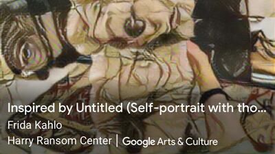 Oden the poodle as a Frida Kahlo painting. Google Art and Culture