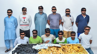 Sharjah Police have arrested a gang of 12 who hoodwinked victims into buying gold-coloured metal pieces. Photo: Sharjah Police