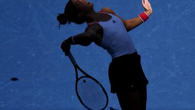 Maria Sakkari serves to Amanda Anisimova oduring their US Open third round match. Reuters